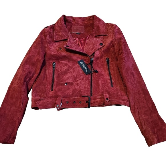 NEW Blank NYC red Suede moto jacket size large - Picture 2 of 6